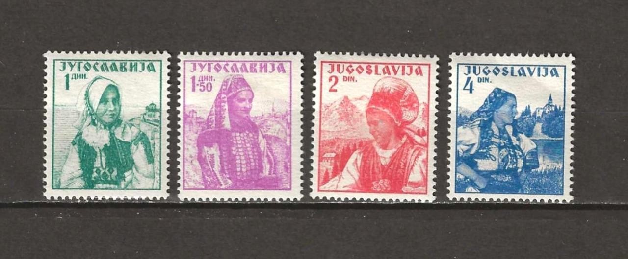 YUGOSLAVIA - 1937 MH COSTUME STAMPS - SCOTT B37b-e - G32
