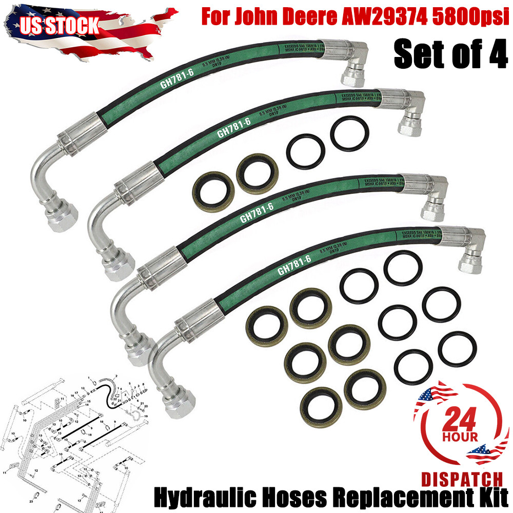 AW29374 -5800psi XTREME-DUTY -EATON Hose- for JOHN DEERE AW29374 Set of 4 US