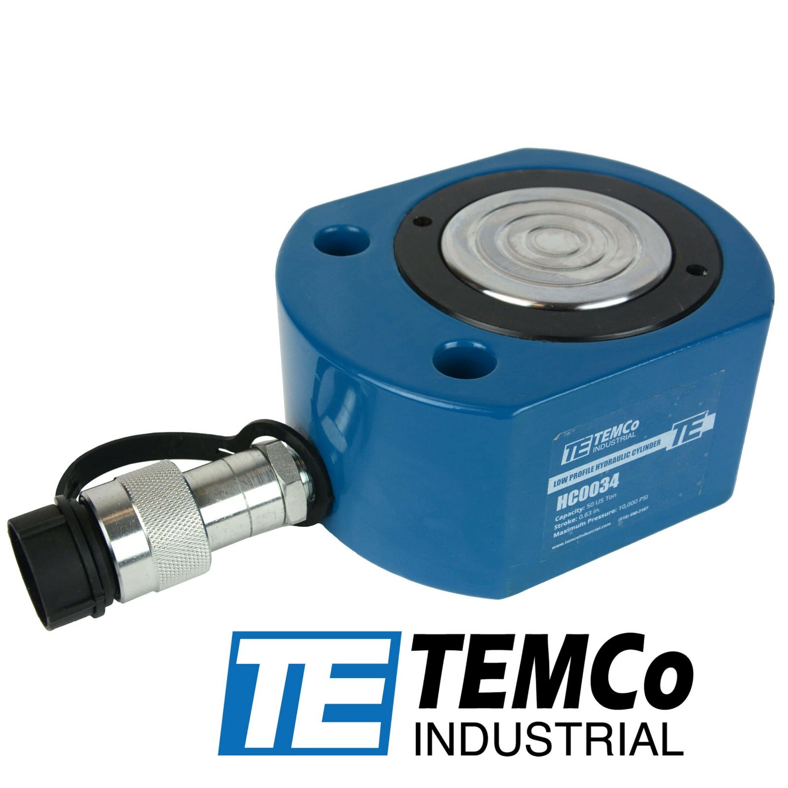 TEMCo HC0034 Low Profile Height Hydraulic Cylinder Puck 50 Ton, 0.63" Stroke