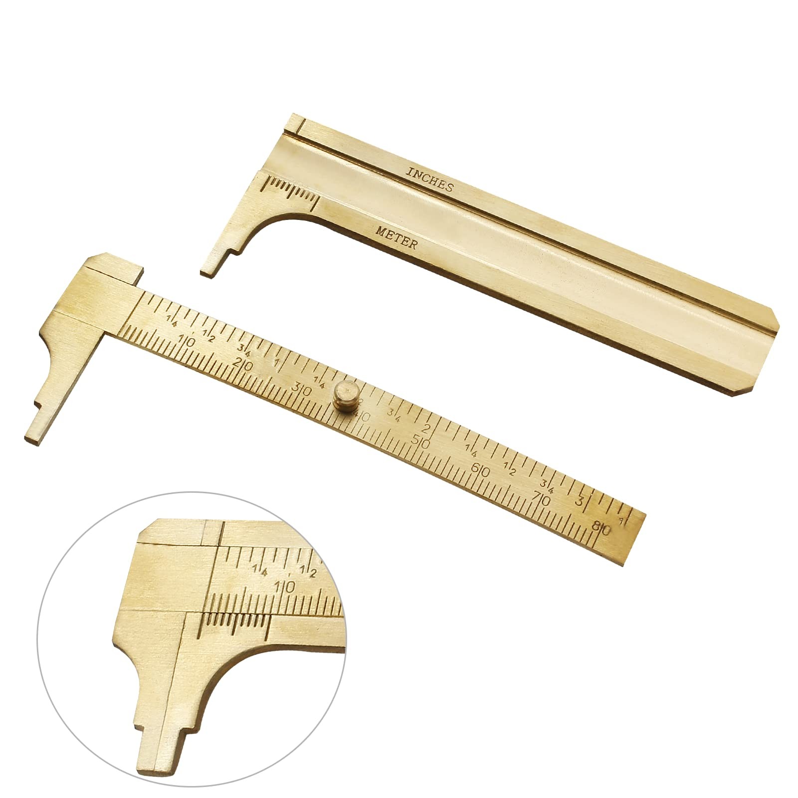 Brass Pocket Vernier Caliper Ruler, Sliding Gauge Mini Vernier Caliper Double...