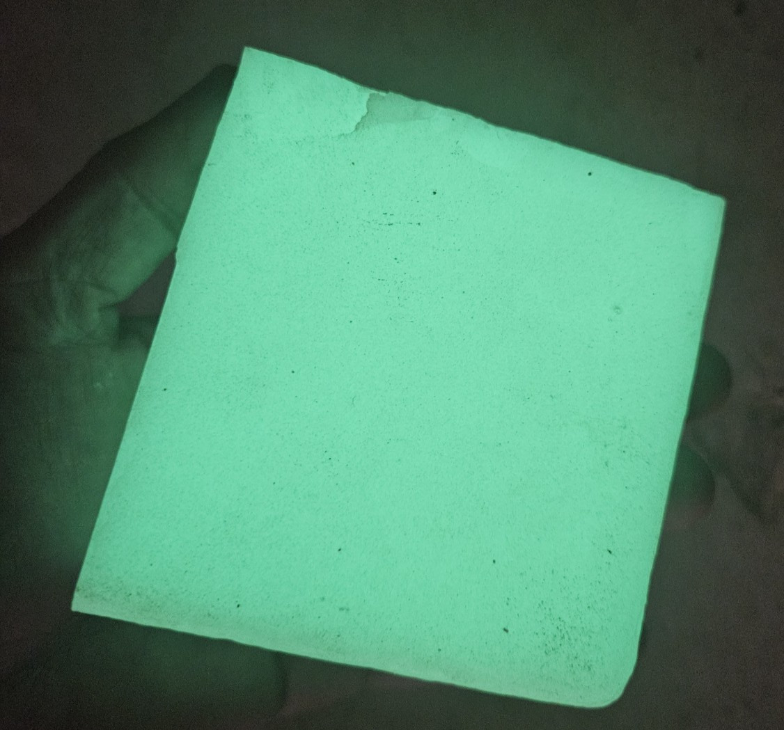 Rare Glass Green Glow In Dark Slab Cabochon Slab Rave Craft Flintknapping