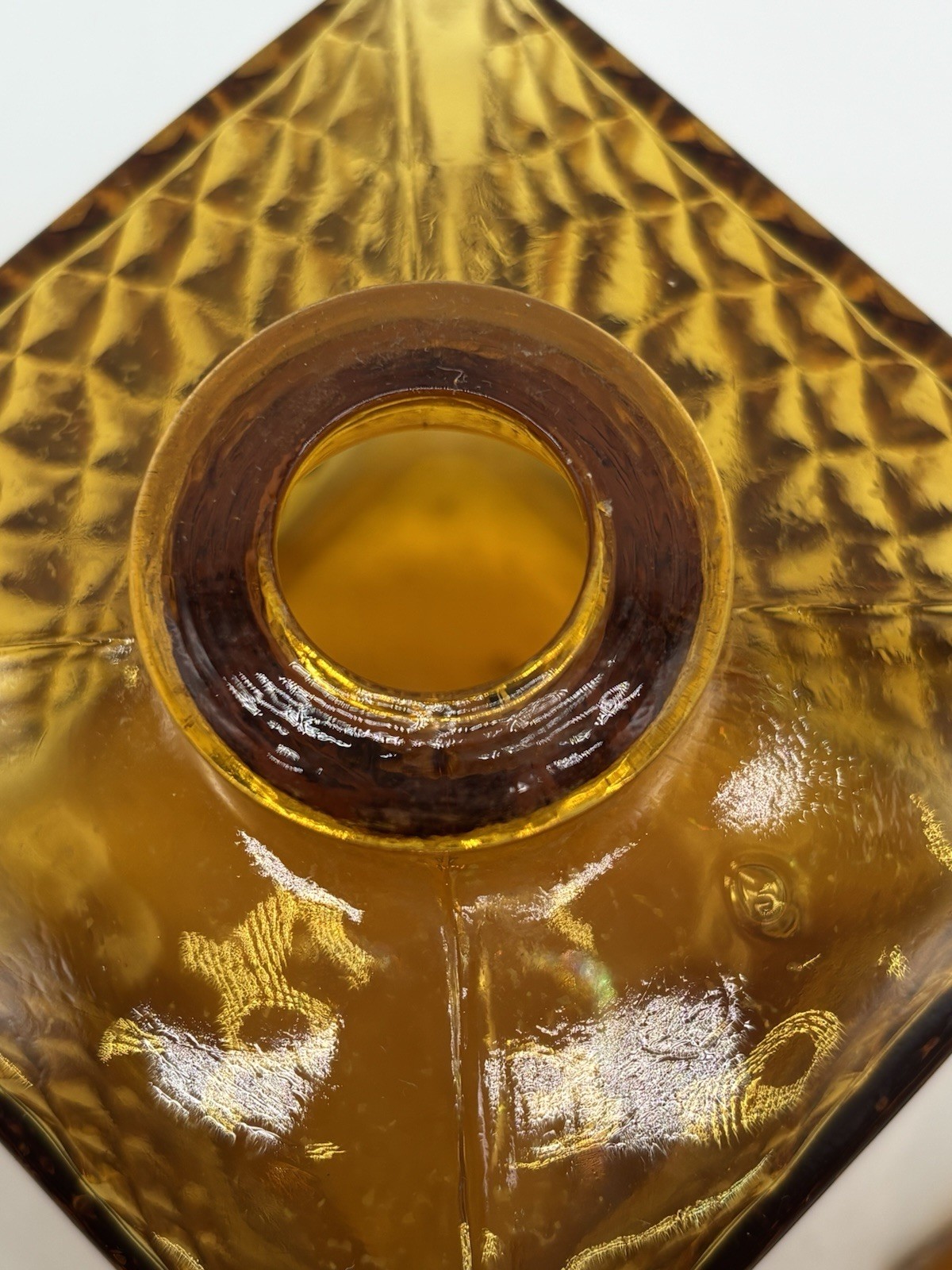 Vintage 1970’s Amber Glass Decanter/ Barware Home Decor 5”