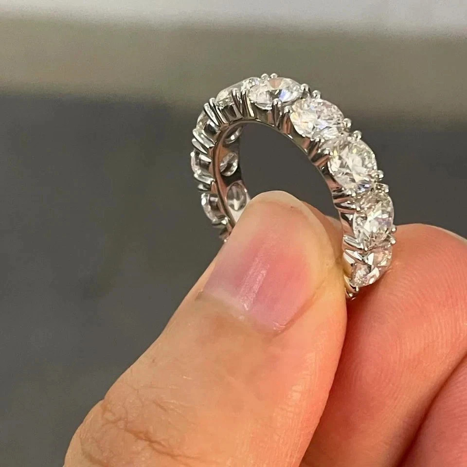 4.00Ct Round Cut Natural Diamond 18K White Gold Anniversary Eternity Band Ring