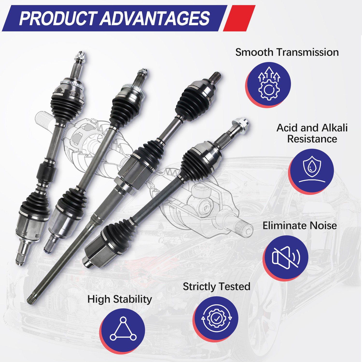 Front Extended Travel CV Axle Shaft for 11-19 Chevy Silverado 2500 HD Pickup OEM