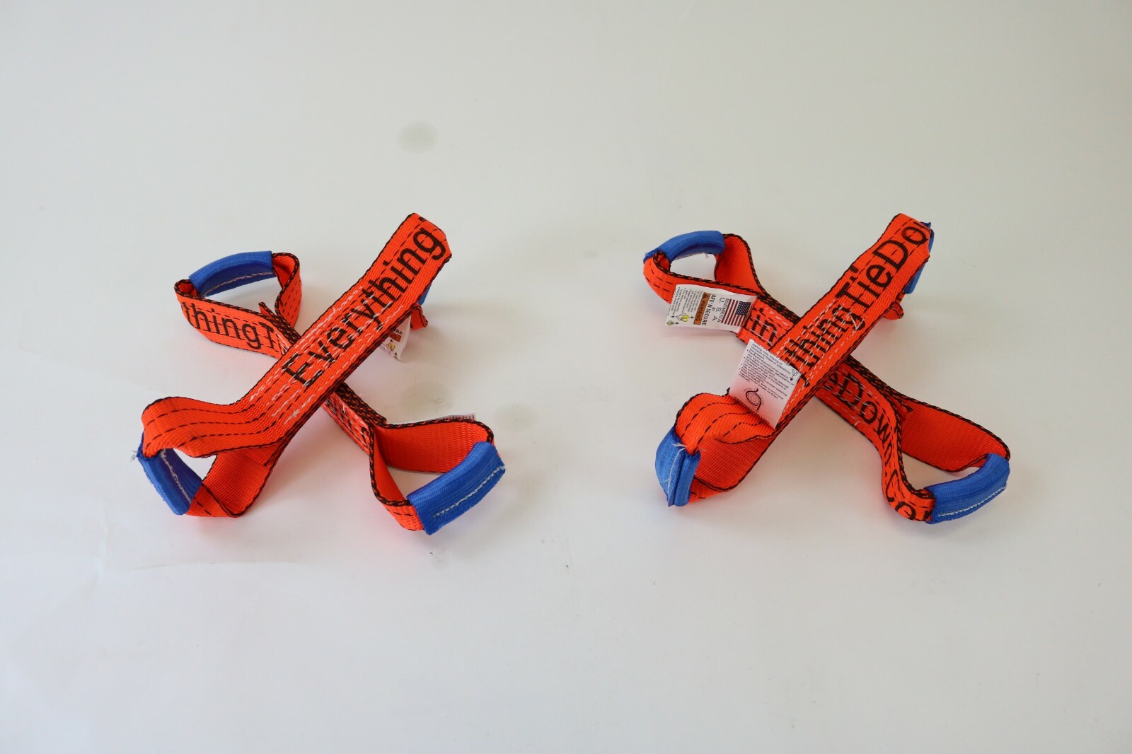 8 pt Kit 18' Orange TECNIC Webbing Rollback / Flatbed Car TieDown w/ Chain Tails