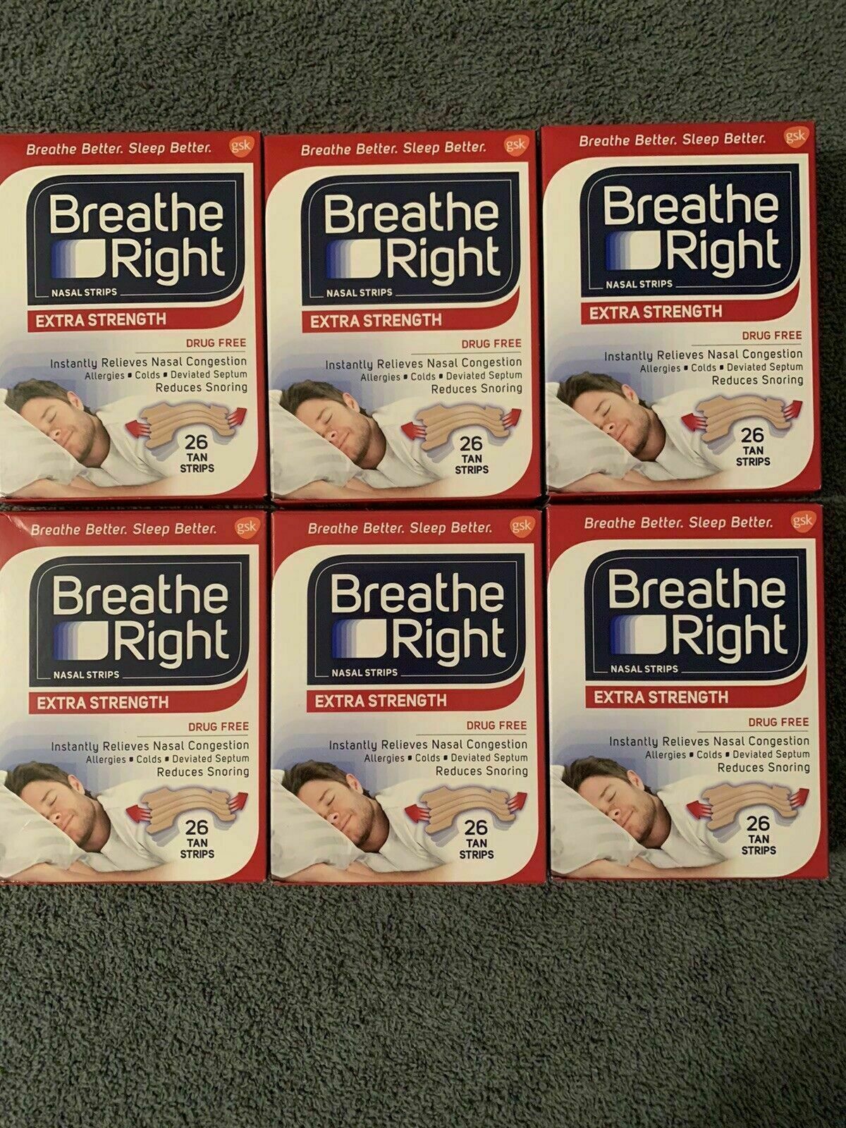 156 BREATHE RIGHT NASAL STRIPS, EXTRA STRENGTH TAN ( 6 x 26 CT BOXES ) EXP 2027