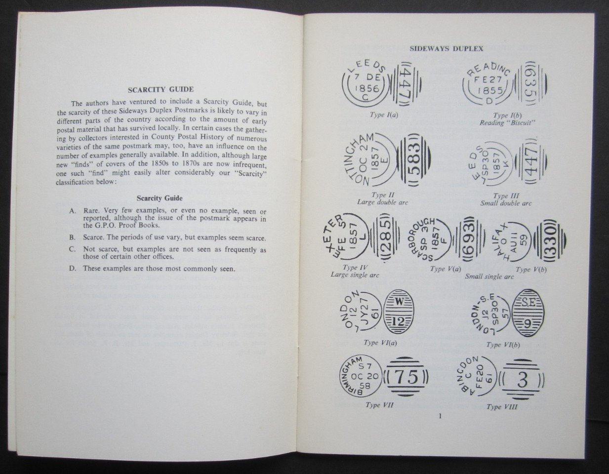 Sideways Duplex Cancellations of England & Wales. reference guide 1975.