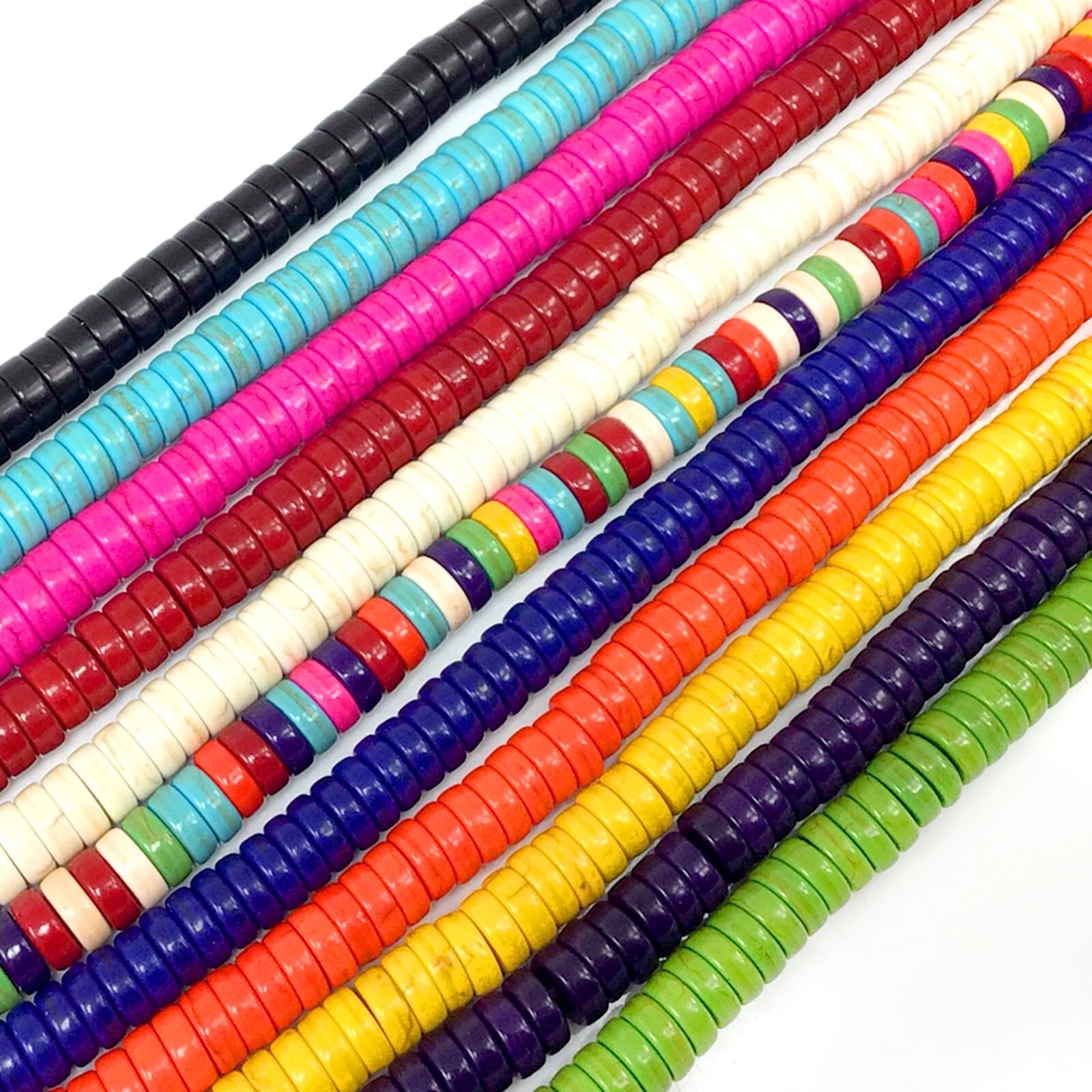 Gemstone Howlite Magnesite Turquoise Heishi Beads 15" Jewelry 4mm 6mm 8 10 12mm