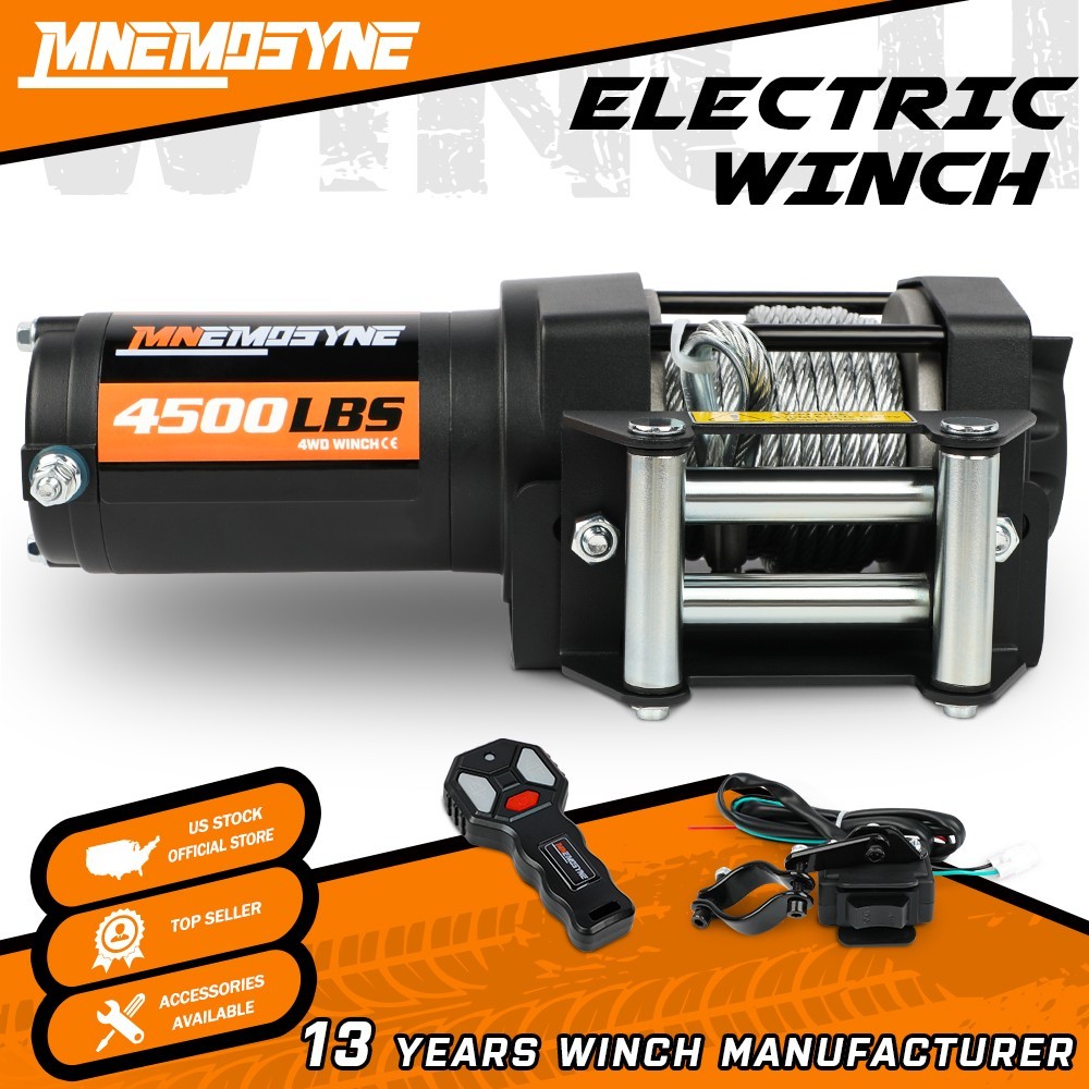MNEMOSYNE Electric Winch 4500lb Steel cable Wireless Remote Towing ATV UTV 4×4