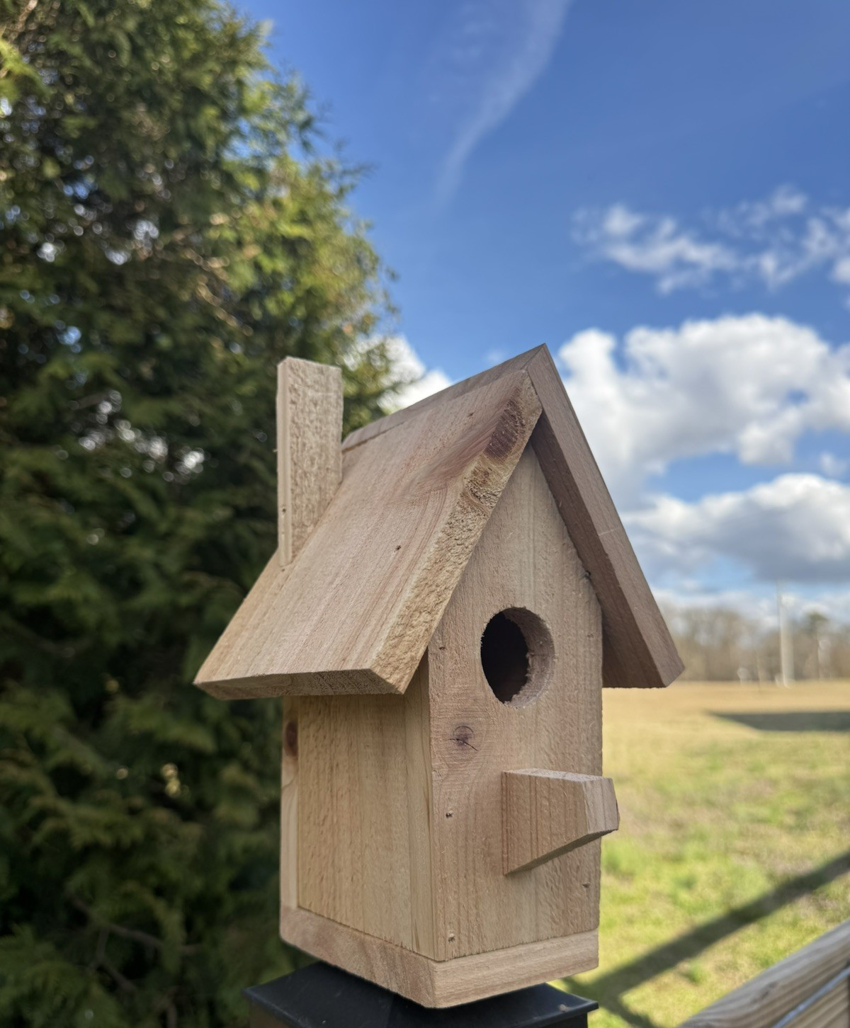 Handmade Cedar Birdhouse w/ Chimney Rustic Outdoor Wren Chickadee Nest Box