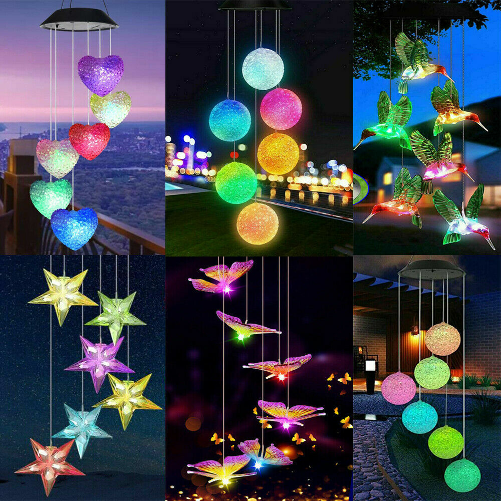 Color-Changing Outdoor LED Solar Powered Wind Chime Lights Yard Garden Decor US