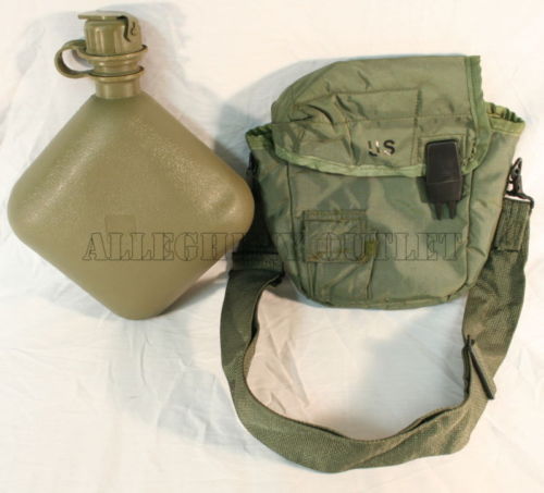 US Military 2 QT Collapsible Water Canteen with 2 Quart Pouch Cover & Sling EXC