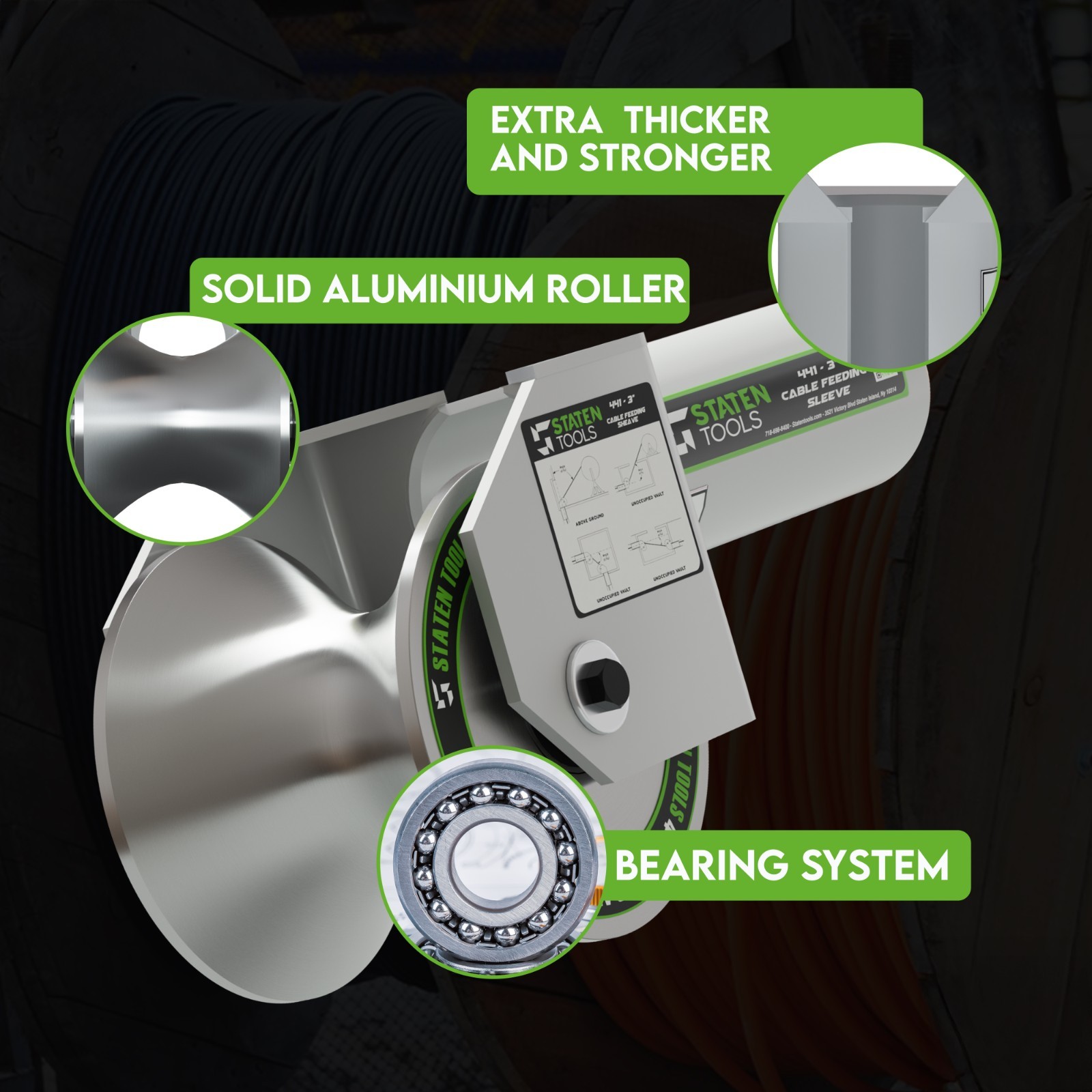 Staten Tools 441-3" Feeding Sheave For Greenlee Pullers 640,6801,6001