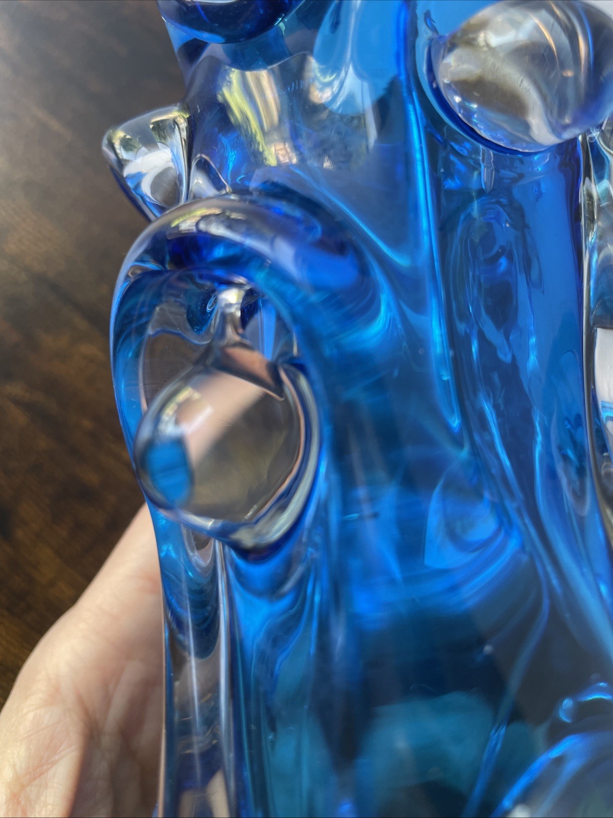 Vintage Art Glass Vase Jan Beranek for Skrdlovice Organic Shape Czech Bohemian