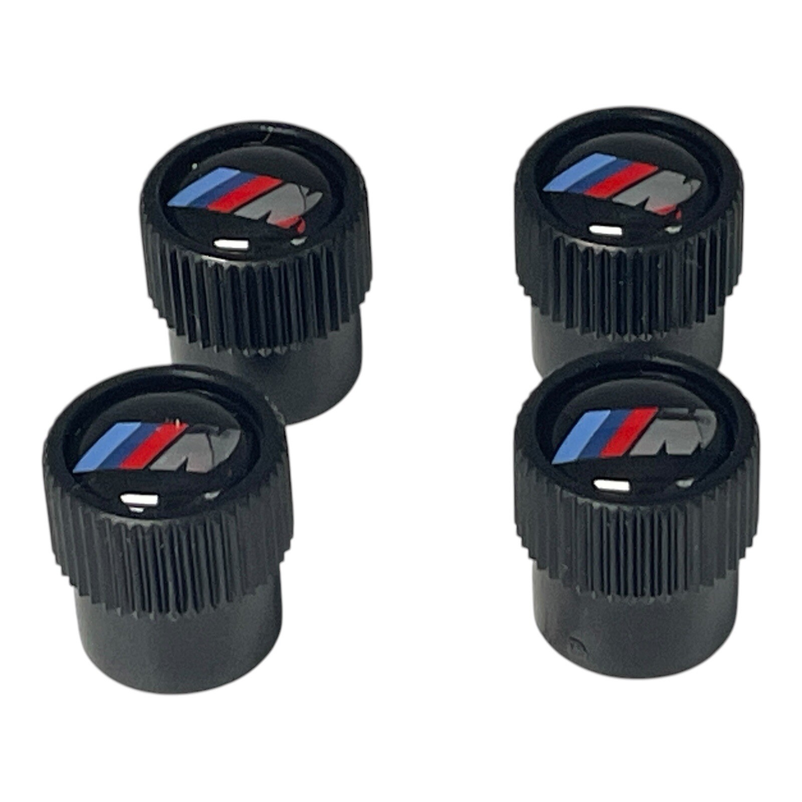 BMW M Performance Emblem Logo Black Tire Valve Stem Caps Set of 4 New