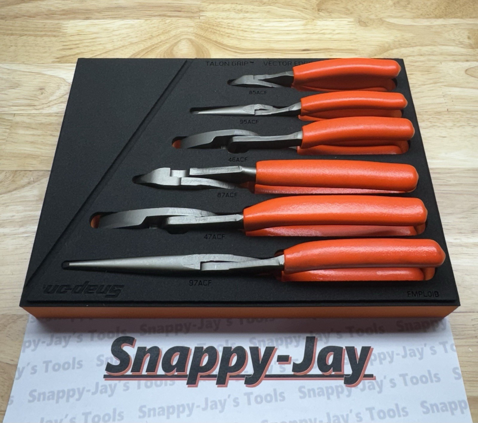 Snap-on Tools USA NEW 6pc ORANGE Essential Pliers Foam Set PL600ES1FO