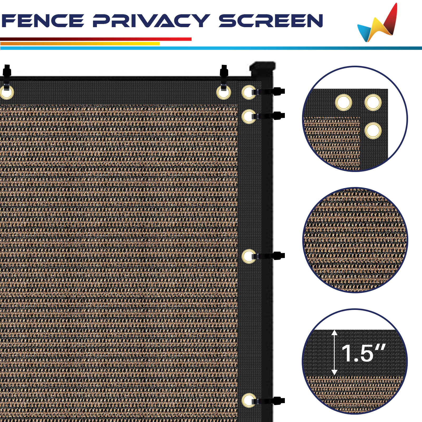 Fence Privacy Screen Cover Mesh Garden Yard 4' 5' 6' 8' Black Green Beige Brown