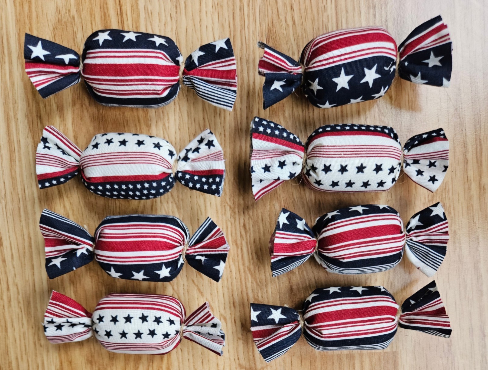 Bowl Filler Americana Patriotic Ornie Fabric 8 Pcs Candy Tier Tray Fabric Decor