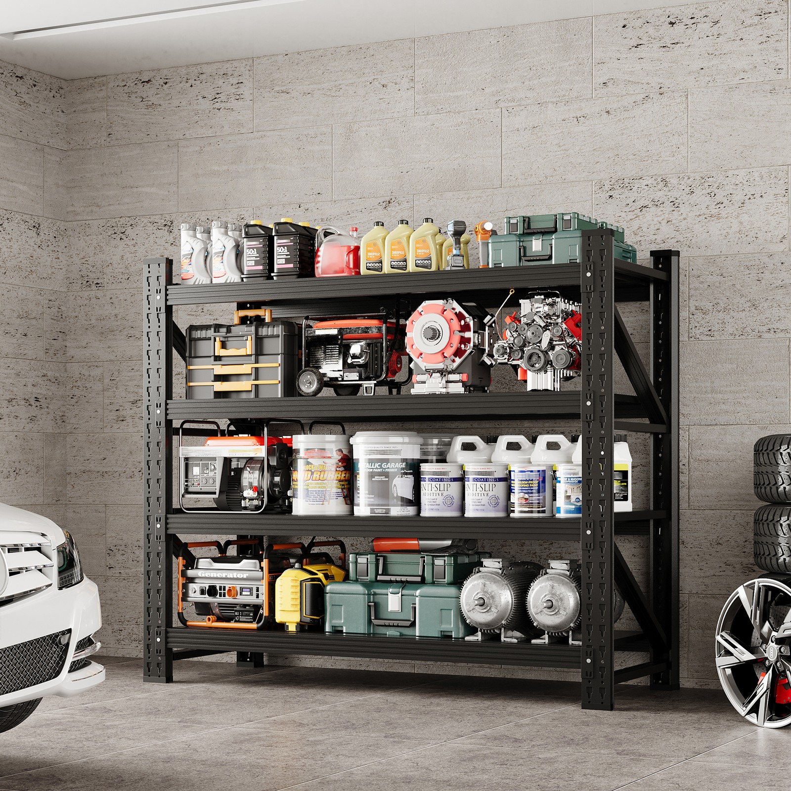 Industrial Garage Storage Shelves 40"W, Heavy Duty Adjustable Steel Rack