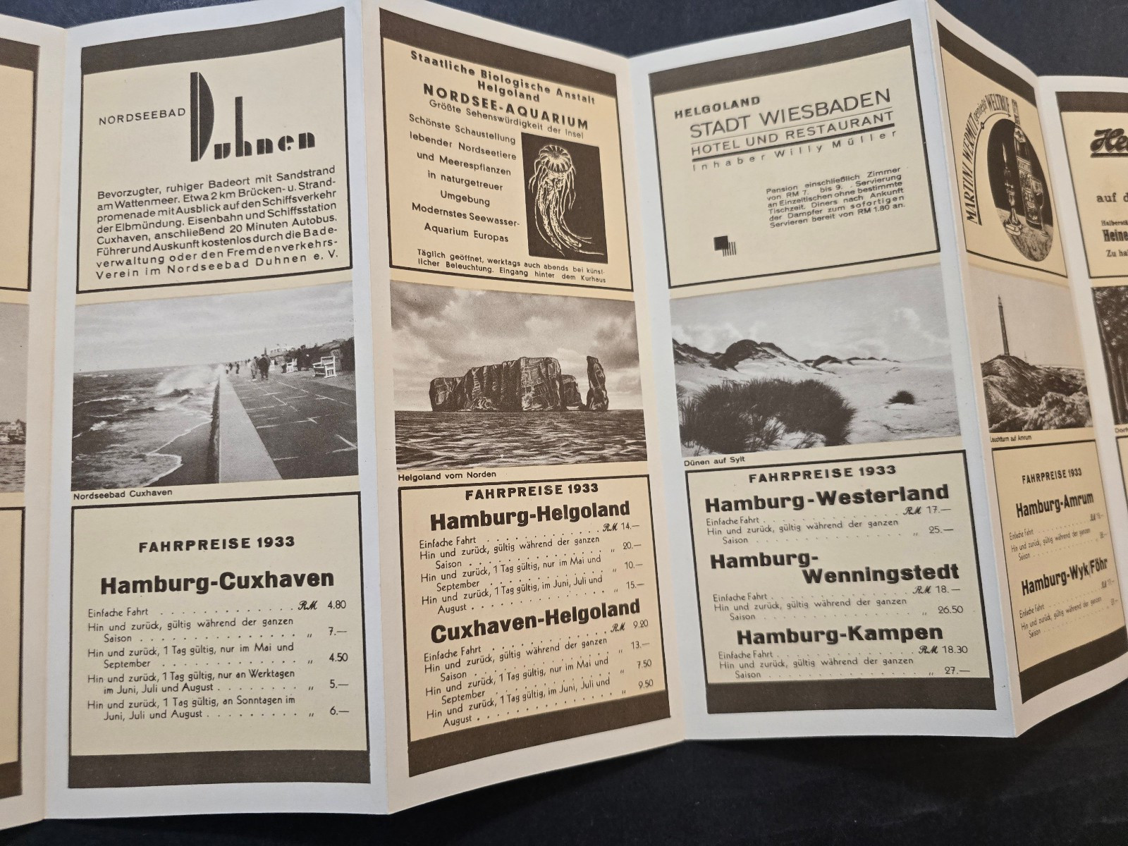 WW2 WWII German HAPAG Nordsee Map Brochure Hamburg Helgoland Travel Foldout 1933