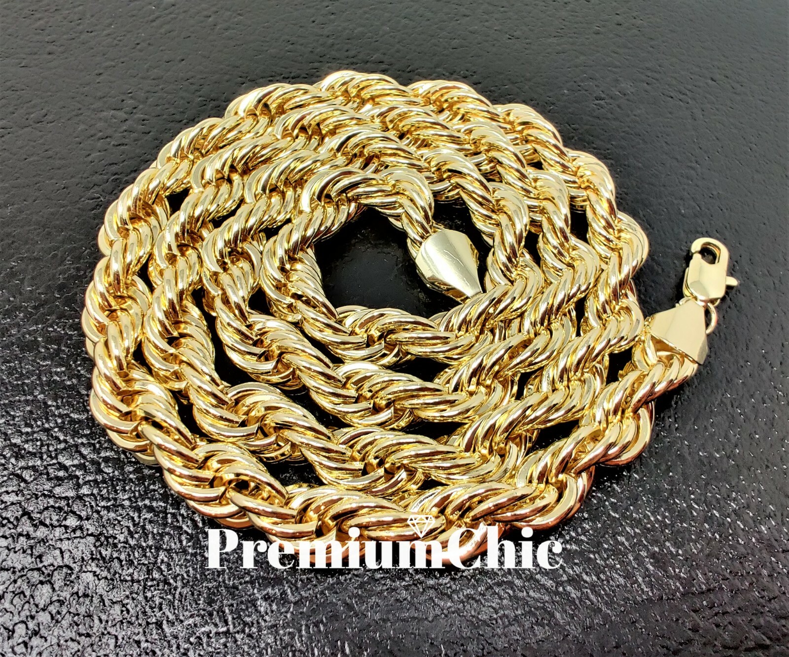 Rope Chain Necklace 3mm to 10mm 16" to 30" 14K Gold Plated Mens Hip Hop Jewelry