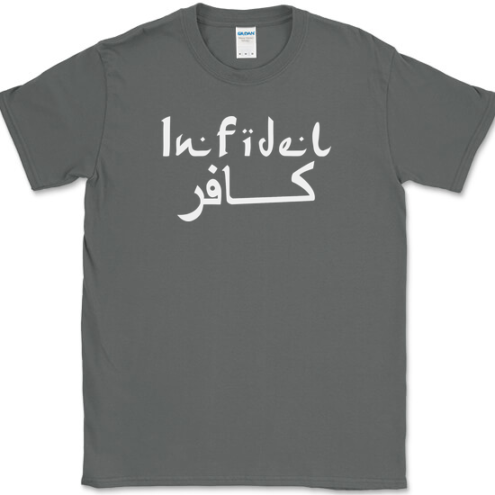 INFIDEL T-SHIRT Funny Military Humor Patriot America USA Novelty Tee