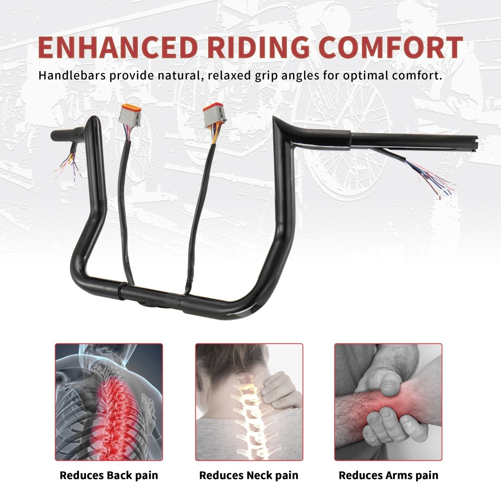 Prewired 12" Meathook Handlebar for Harley 1996-2006 Street Glide Electra Glide