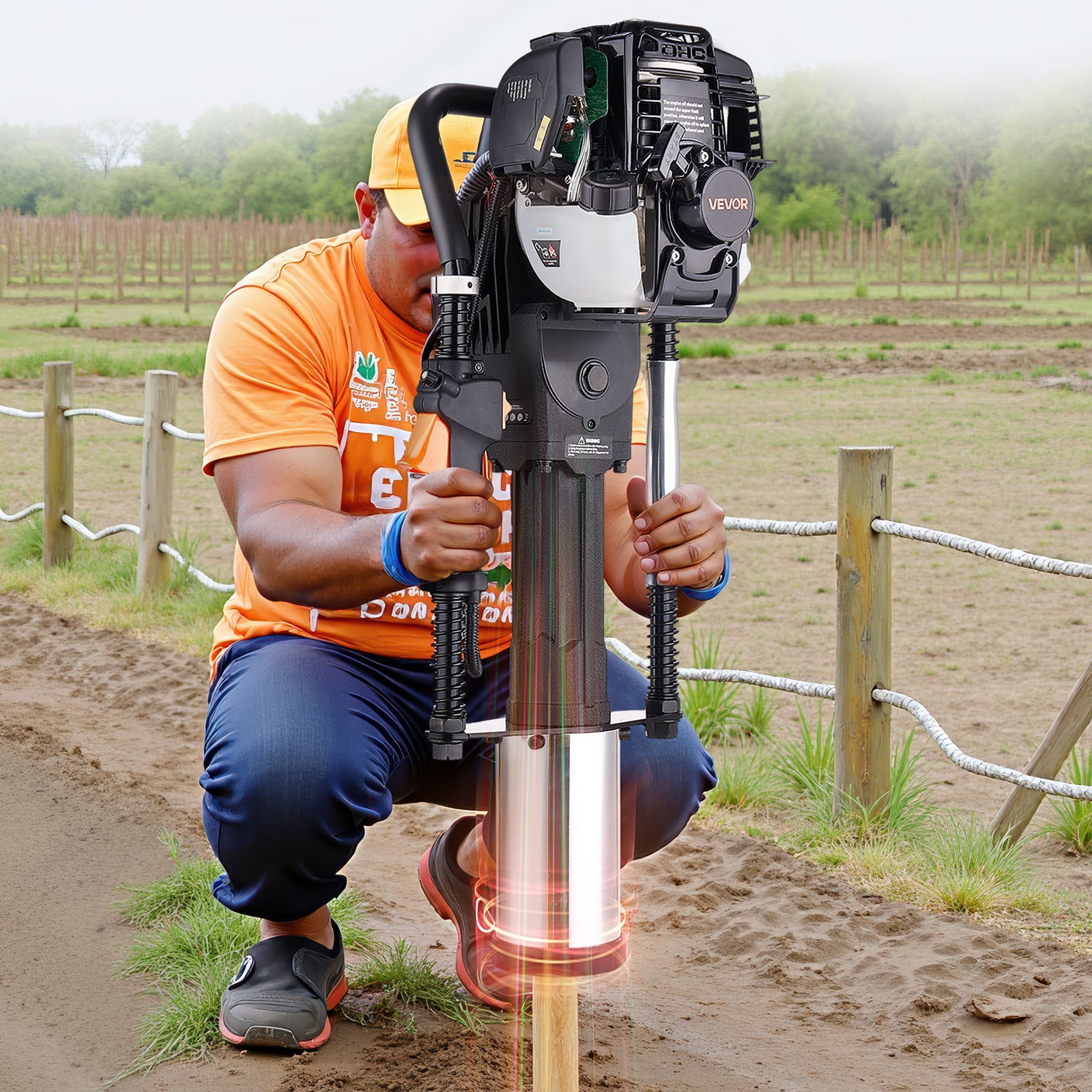 VEVOR Gas Powered T Post Driver 4 Stroke Engine Heavy Duty Fence Pounder