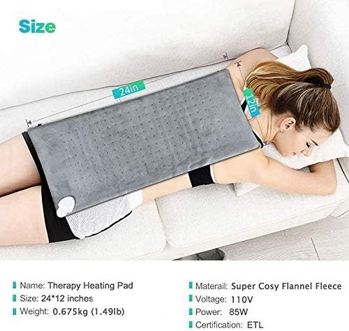 Large Electric Heating Pad for Back Pain and Cramps Relief, Auto Shut Off 12*24