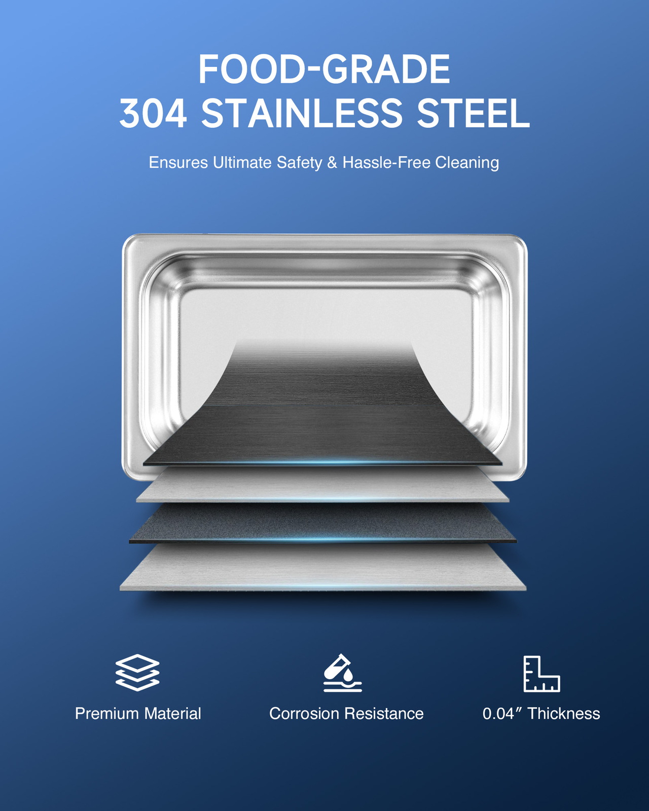 CREWORKS Ultrasonic Cleaner 3L Stainless Steel Industry Heated Heater w/Timer