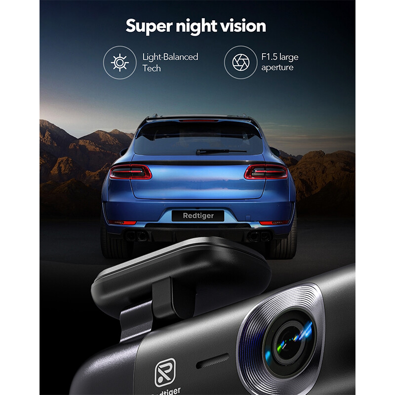 REDTIGER Dash Cam 4K Front and Rear Dash Camera WiFi GPS with Free 32GB SD Card