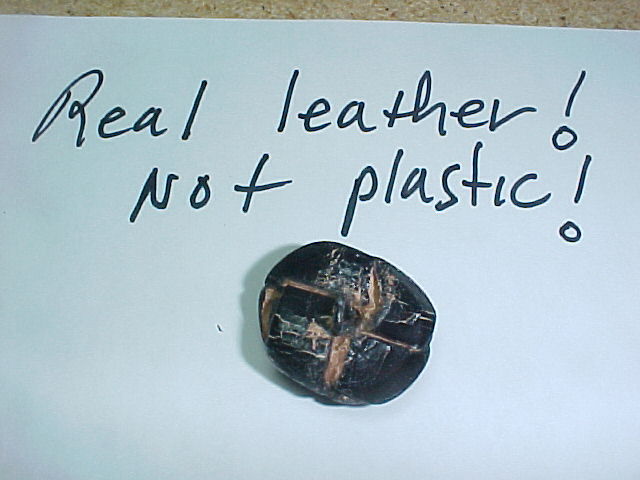 VTG 6 ANTIQUE BROWN DOME WOVEN LEATHER MOLDED BUTTONS 24 line 17mm back