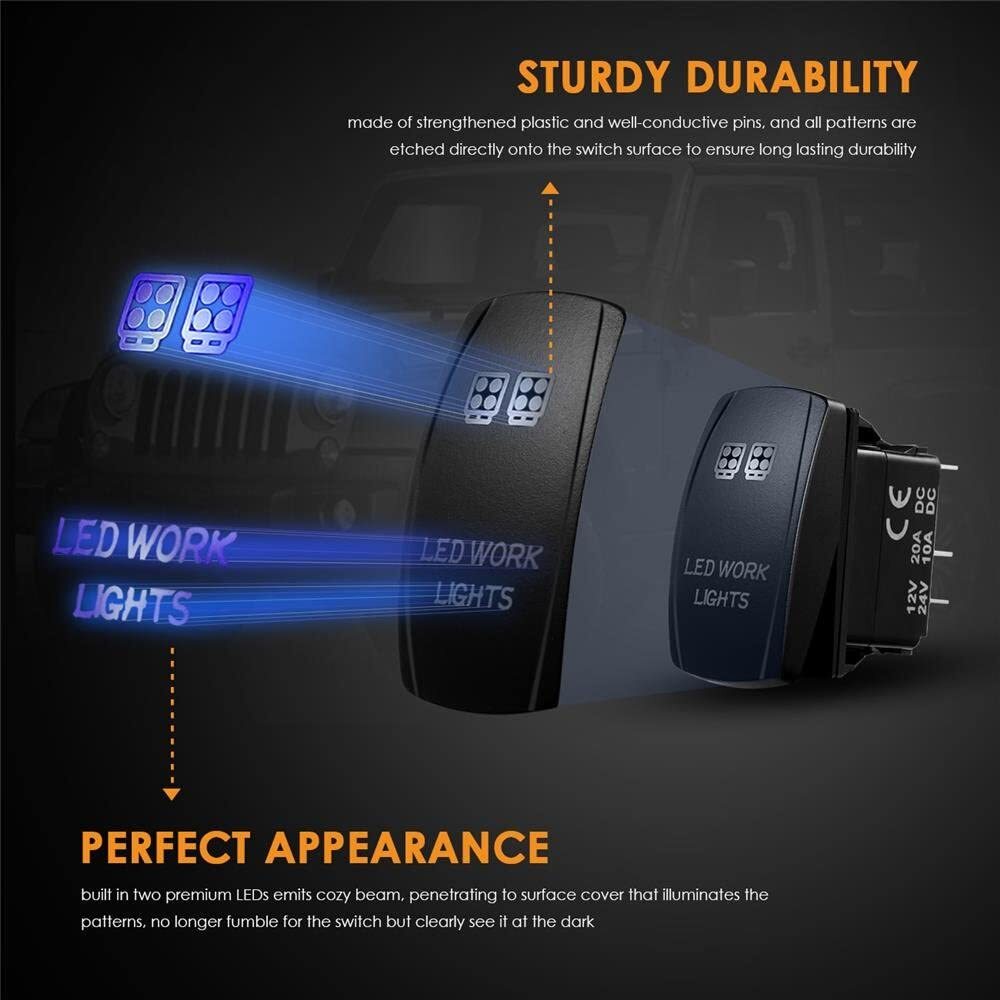 Wiring Harness Kit ON-OFF Switch Offroad Relay Fuse LED Work Light Bar 2-Lead