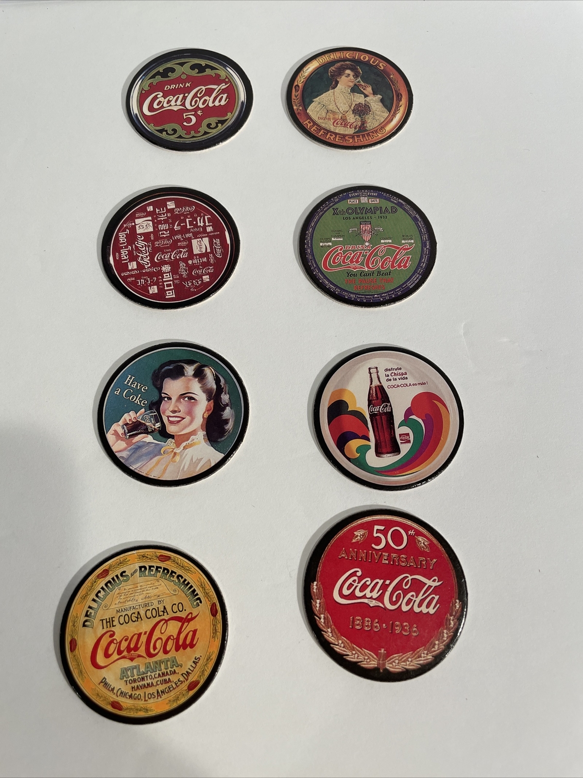 1993 Collect-A-Card - Coca Cola "Coke Cap" Pogs Series 1 - Set of 8 Complete Set