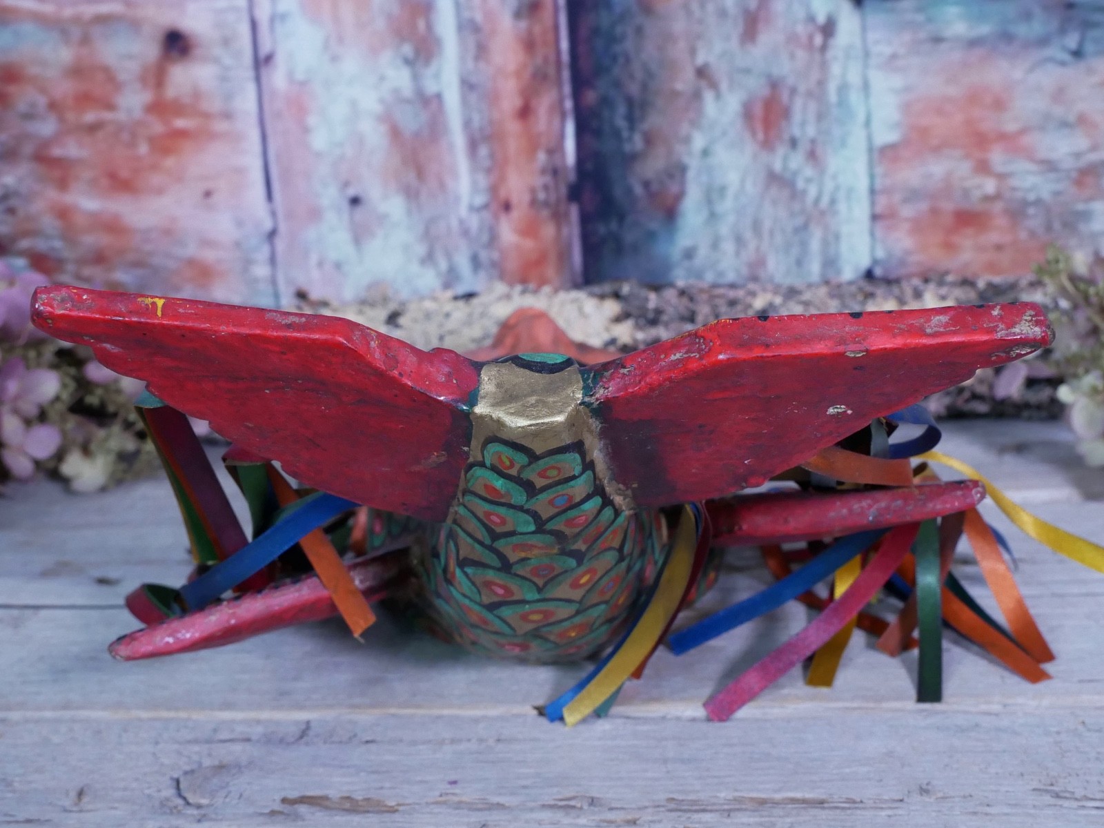 Merman Face & Fish Tail Mask Wood Hand Carved Painted Guerrero Mexican Folk Art
