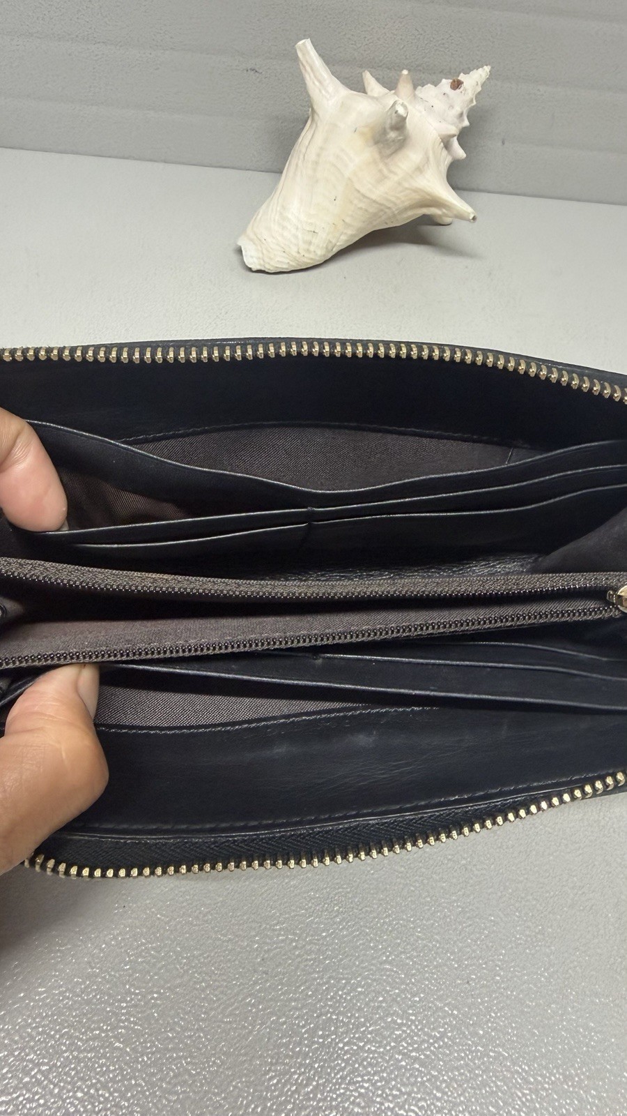 Vintage Classic FENDI ZUCCA Brown/black Trim Continental Zip Around Wallet