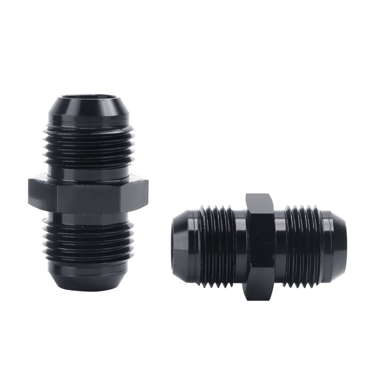 Male to Male Flare Union Coupler Fitting Coupling Aluminum Straight Black 2PCS