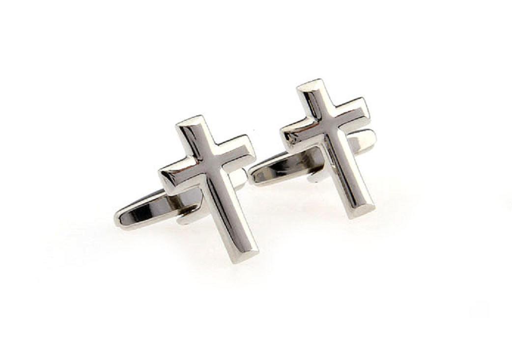 MRCUFF Cross Silver Pastor Pair of Cufflinks in a Presentation Gift Box & Cloth