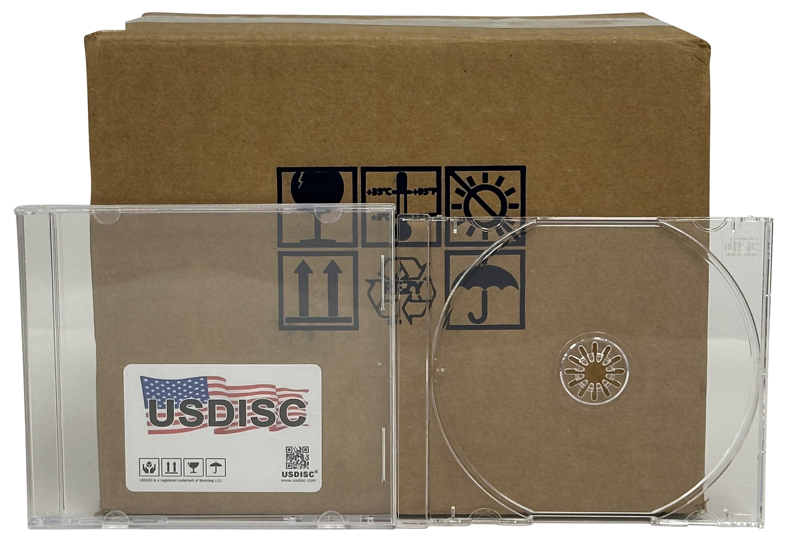 USDISC CD Jewel Cases Standard 10.4mm Unassembled, Single 1 Disc (Clear) Lot