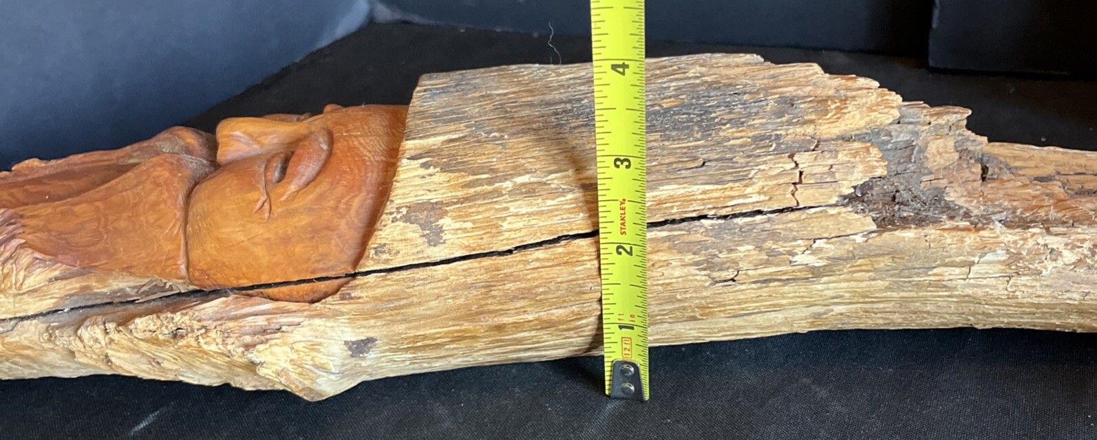 Vintage Hand Carved Wood Detailed Old Man Folk Art Signed AR Wall Art 19” Decor