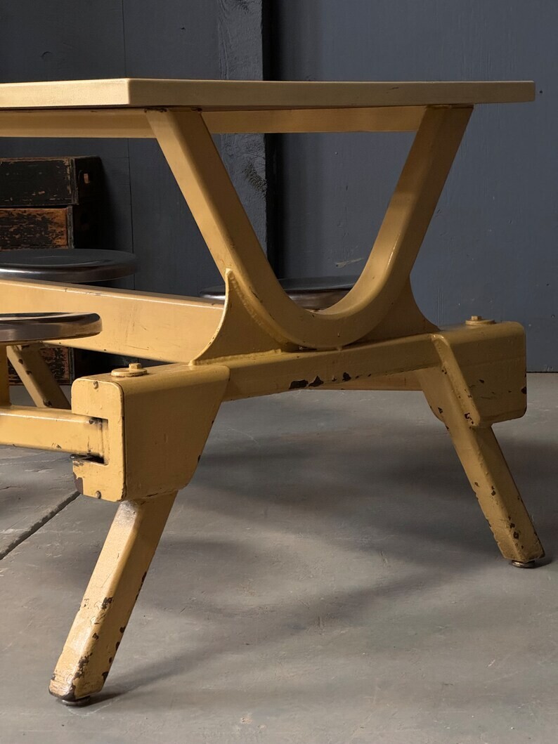 LOT Of Vintage Swing Out Seat Table, Industrial Dining Table, Table Base