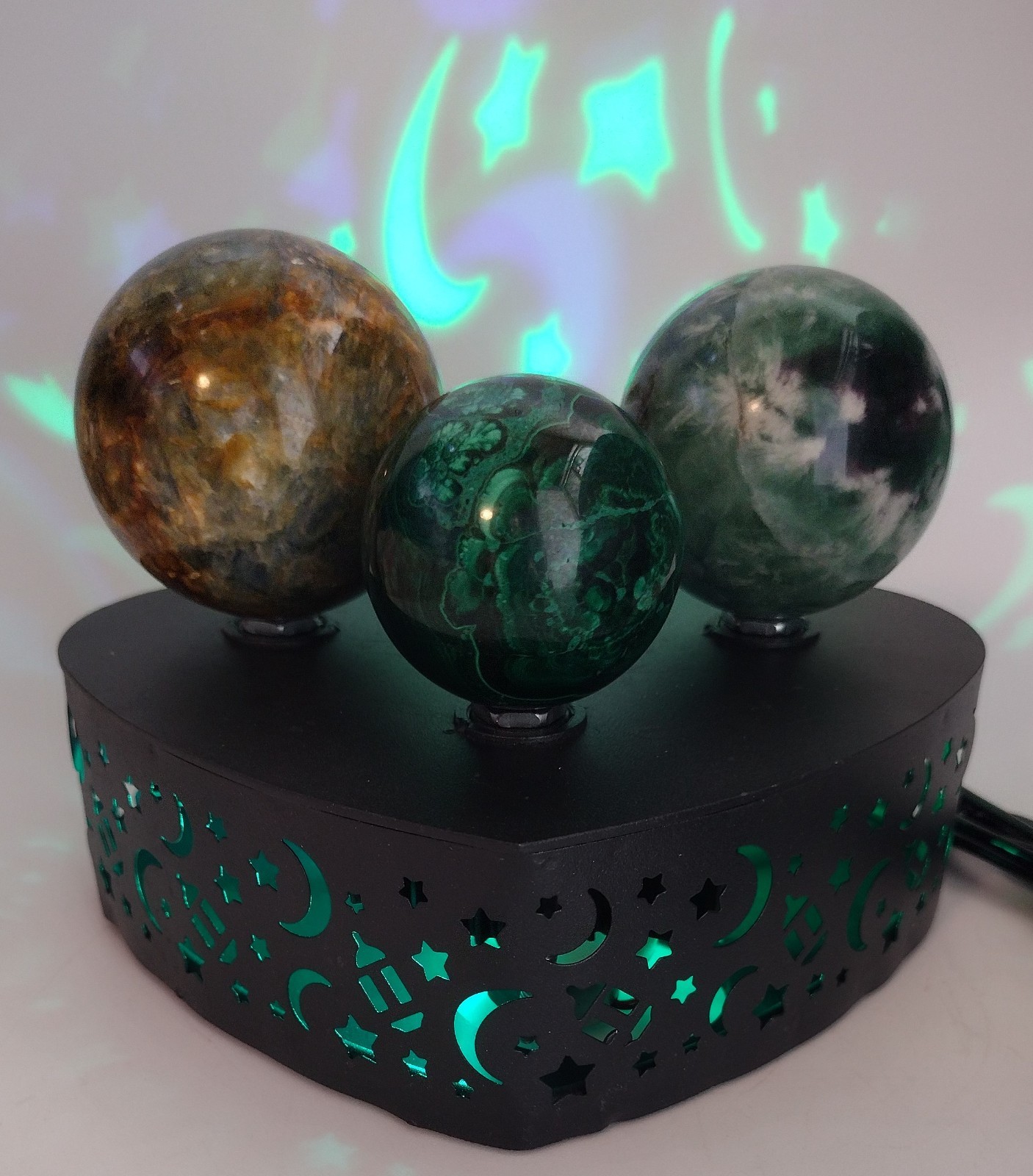 USB Rotating LED Crystal Sphere Stand Crystal Ball Display Base Color Changing