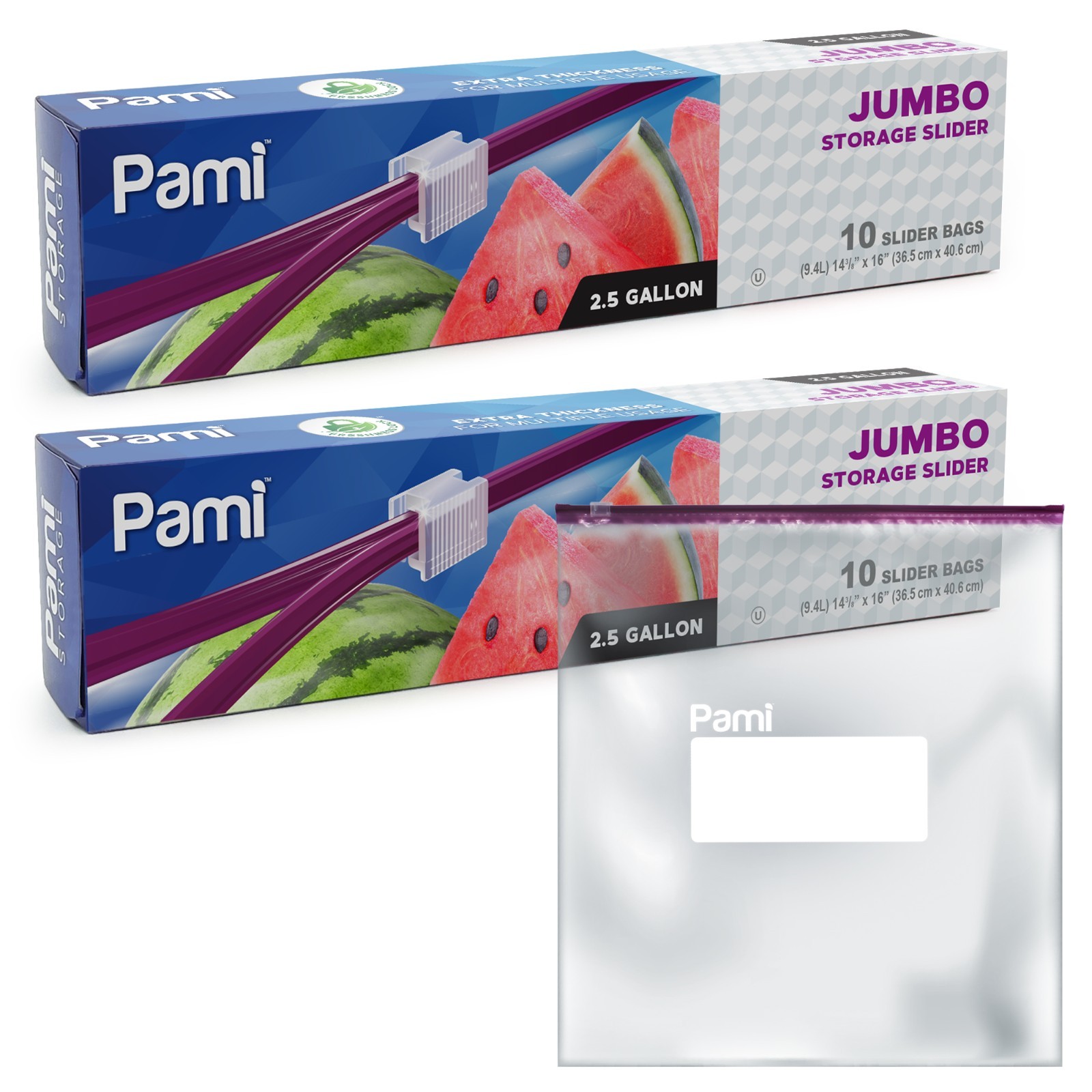 Jumbo 2.5 Gallon Slider Storage Bags Leakproof Reusable Freezer Food-Safe20–40ct