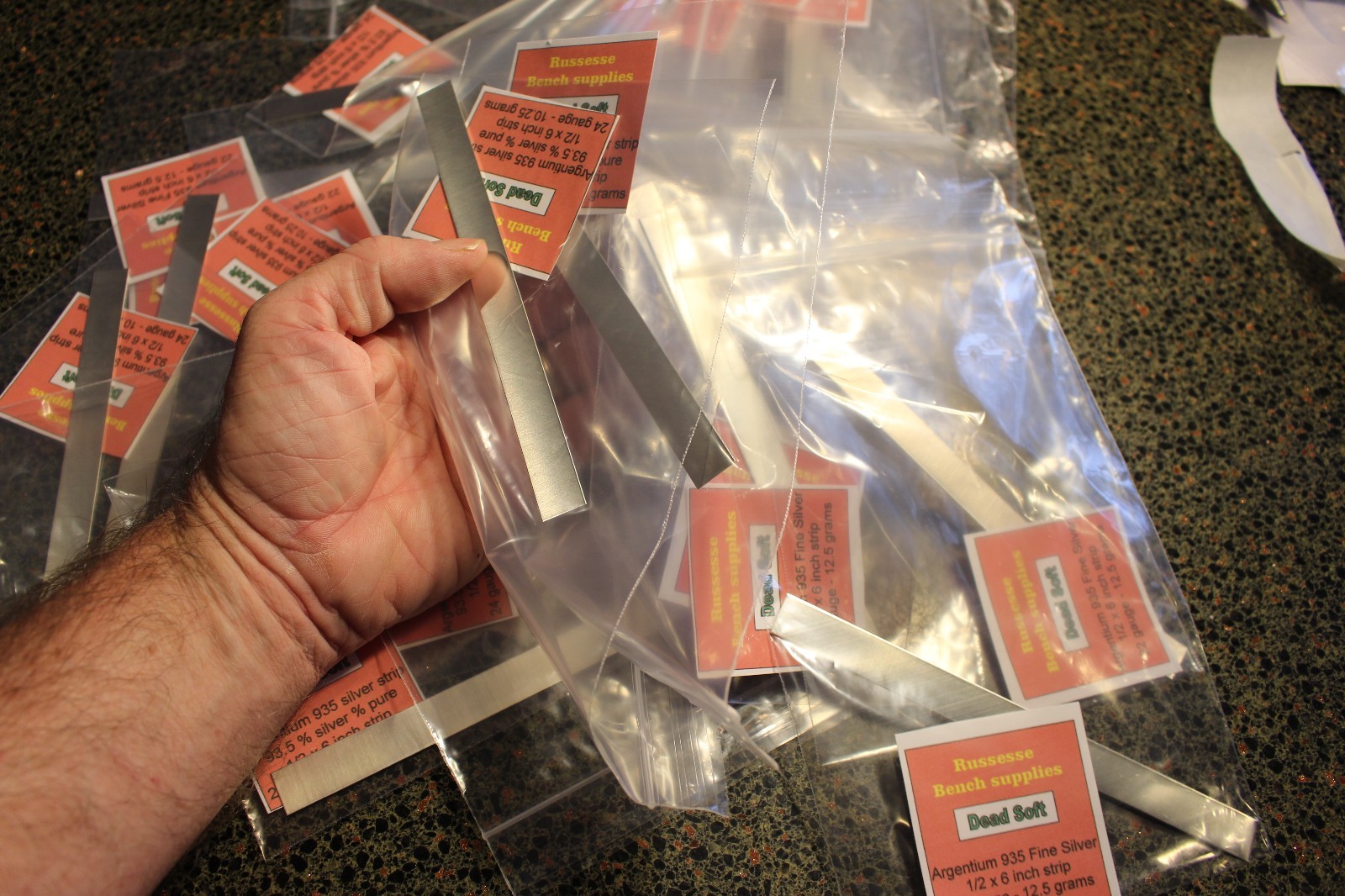 sterling 925 silver sheet metal strip 1/2 x 6 inch 18 22 24 gauge 1/3 hard