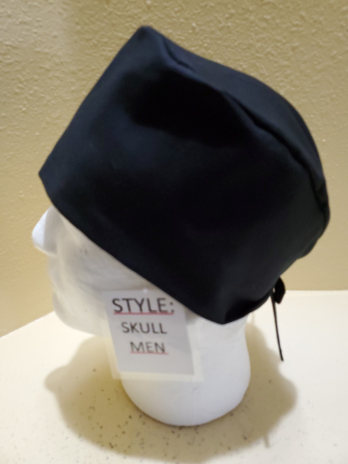 Solid Black Men's Skull/Chemo Surgical Scrub Hat/Cap