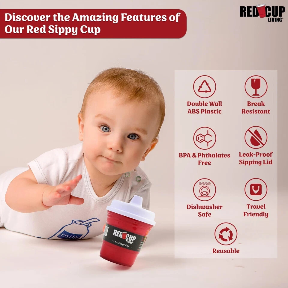 RCL 2 PK Sippy Cups 8 Oz w/ lid Baby Trainer Toddler for Trave & Home Free Ship