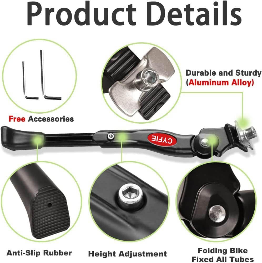 Cyfie Bike Kickstand for 16 18 20 Inch Kids Adjustable Center Mount Bicycle Kick