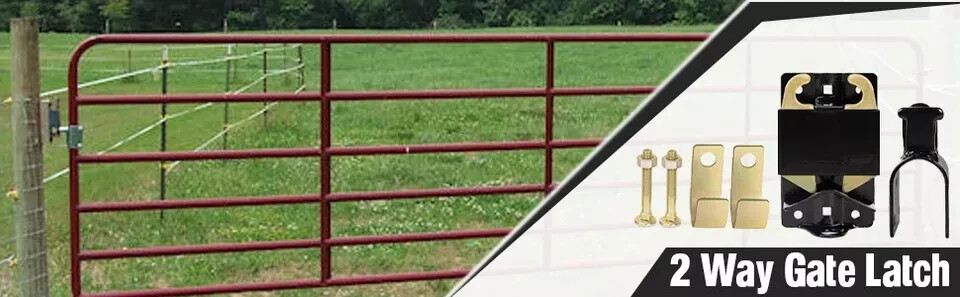 2PK Livestock Lockable Tube Gate Latch for Farm, Fence, Ranch – 2-Way Swinging
