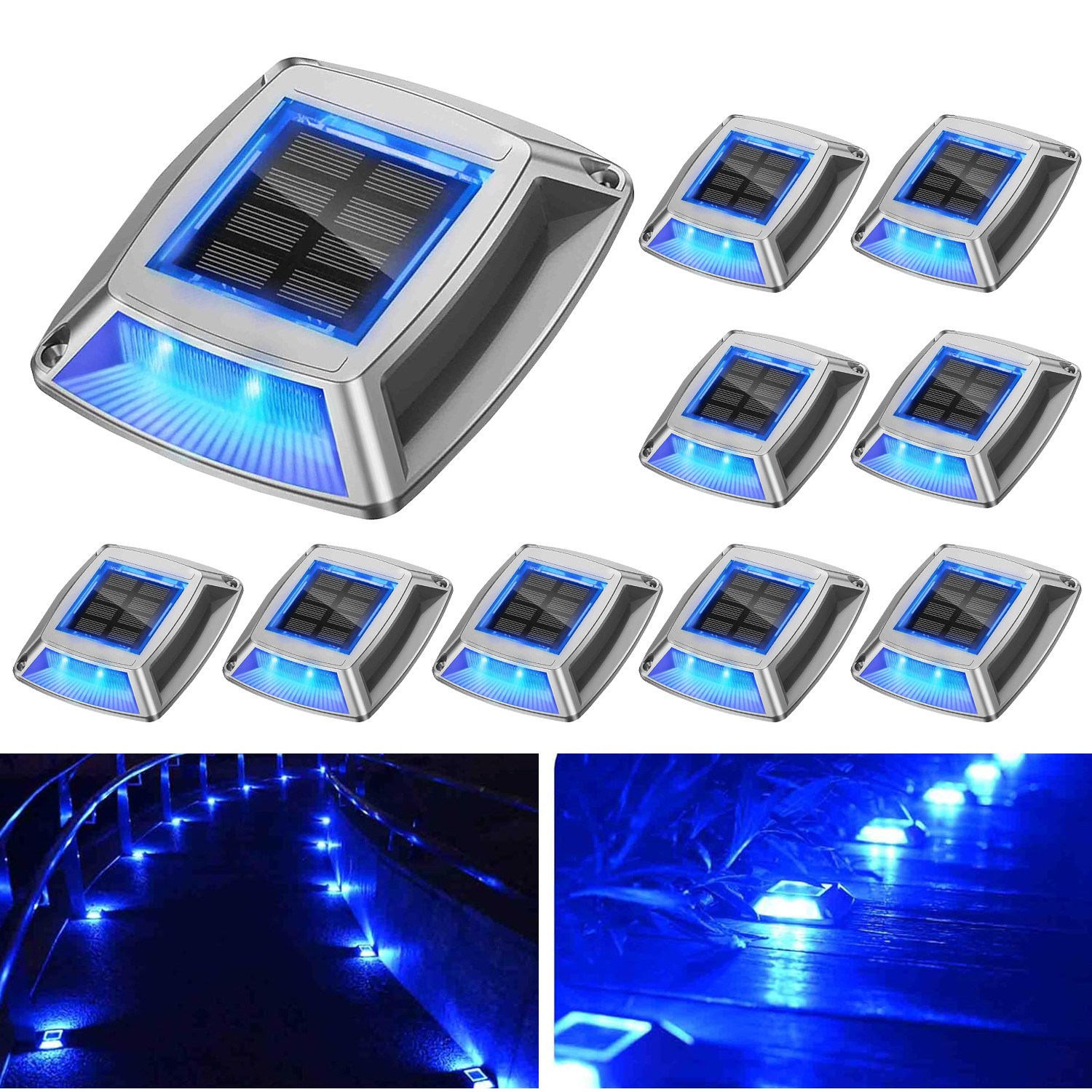 1-12Pack Solar Driveway Lights Outdoor Sidewalk Avenue Dock Deck Steps Lamp IP68