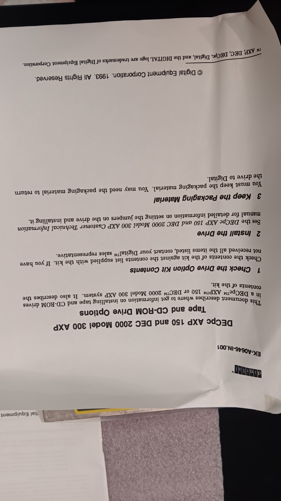 DEC/TOSHIBA XM-3501B CD-ROM DRIVE 50-PIN SCSI RRD44-AA 590571-FO